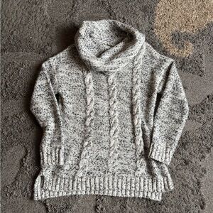 Market & Spruce Heathered Gray Cowl Neck Sweater